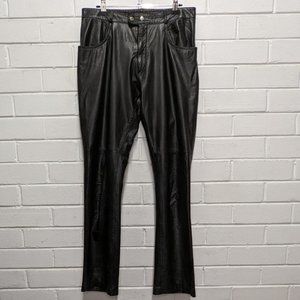 Rivet Korea Genuine Black Leather Straight Leg Motorcycle Pants